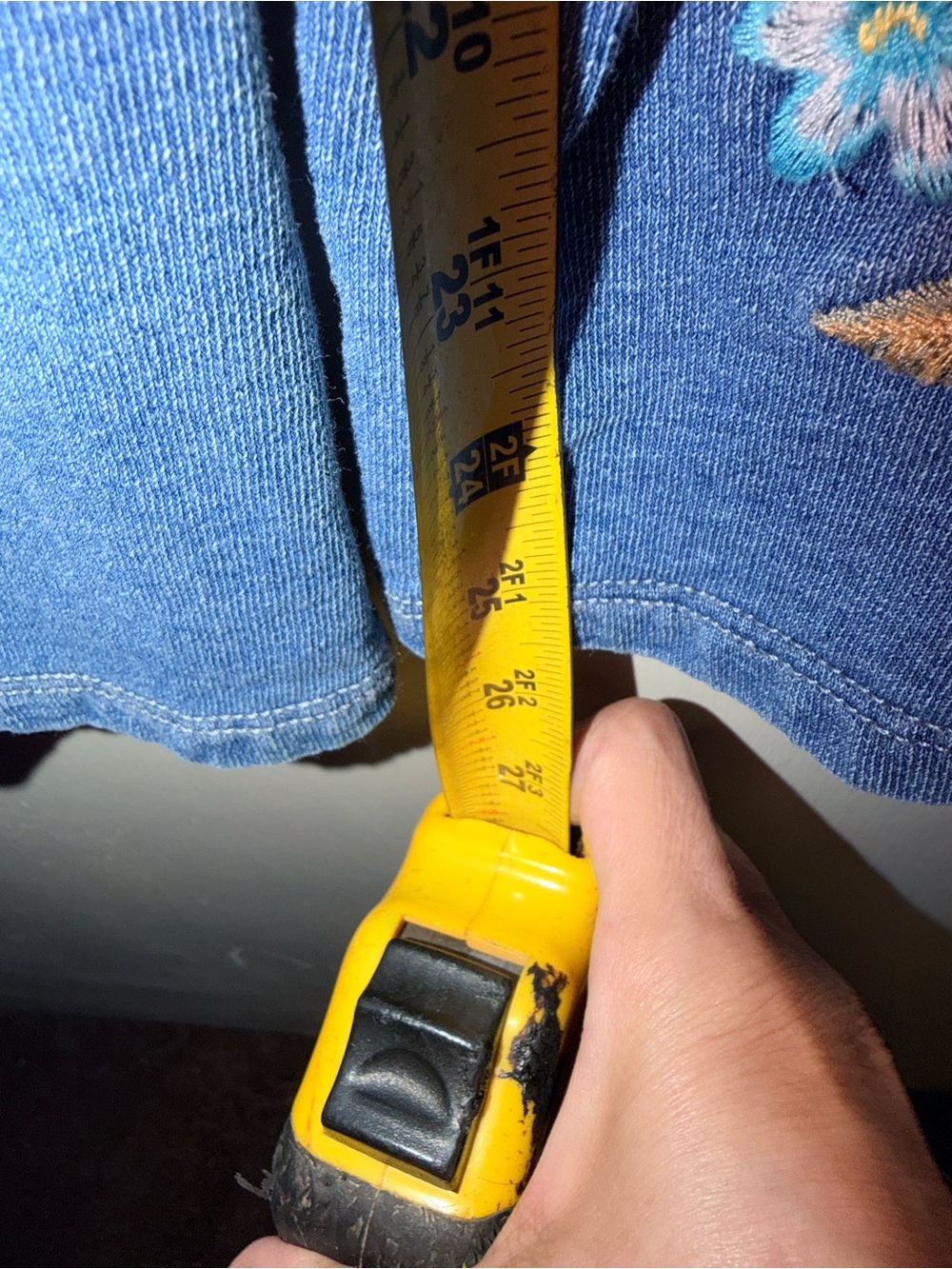 Driftwood XSP Floral Embroidered Blue Cotton Jogger Pants Boho Cottagecore - Picture 7 of 10